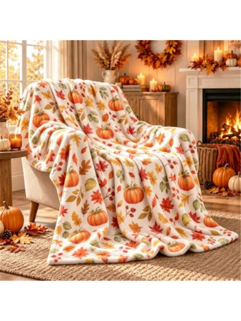 Fall Blanket 50"x60" Flannel Throw Blanket - Soft Warm Cozy Decorative